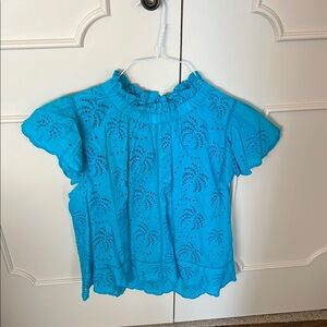 Elegant Blue Eyelet Women's Blouse